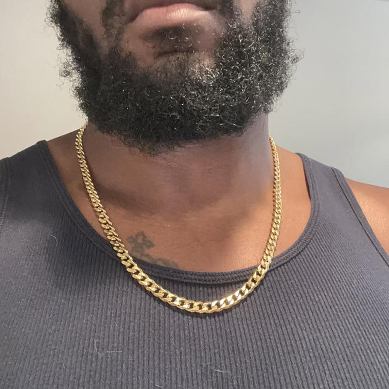 

Классическое мужское ожерелье шириной от 3 до 7 мм из нержавеющей стали, длинное ожерелье-цепочка для мужчин и женщин 5mm 50cm золотой