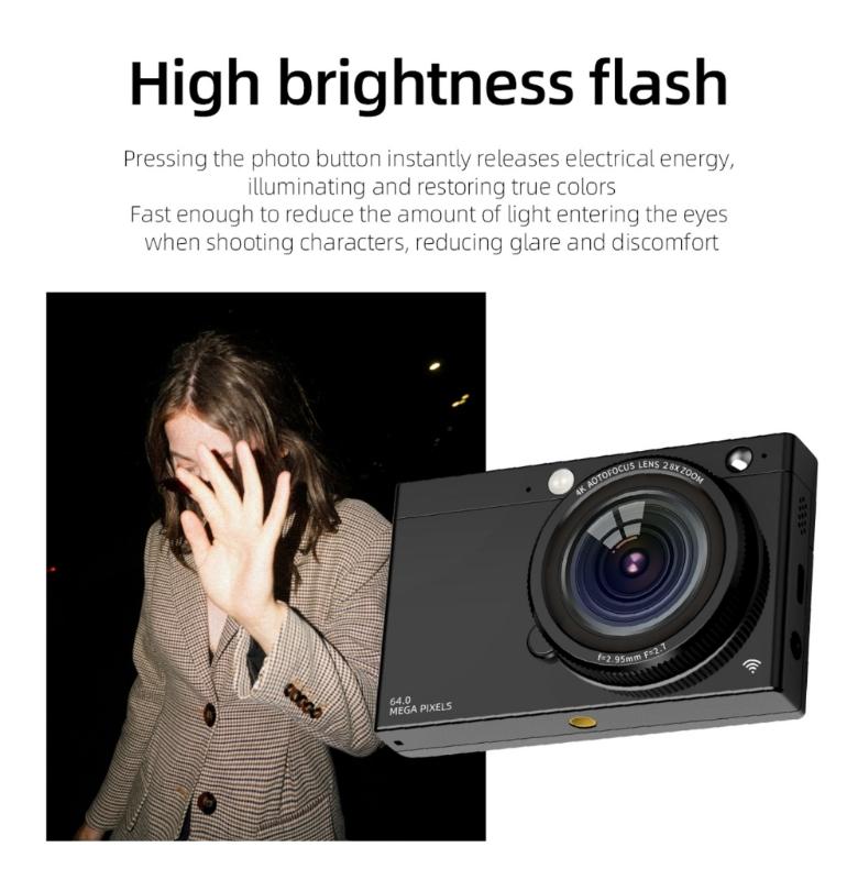 4K Digital Camera With 64MP Sensors WiFi Connection Camera For Quality Photography Video Recording 3600mAh Battery