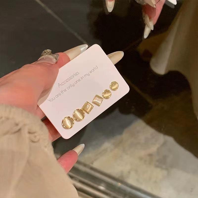 S925 Silver Needle Delicate Zircon Ear Set Small Stud Earrings