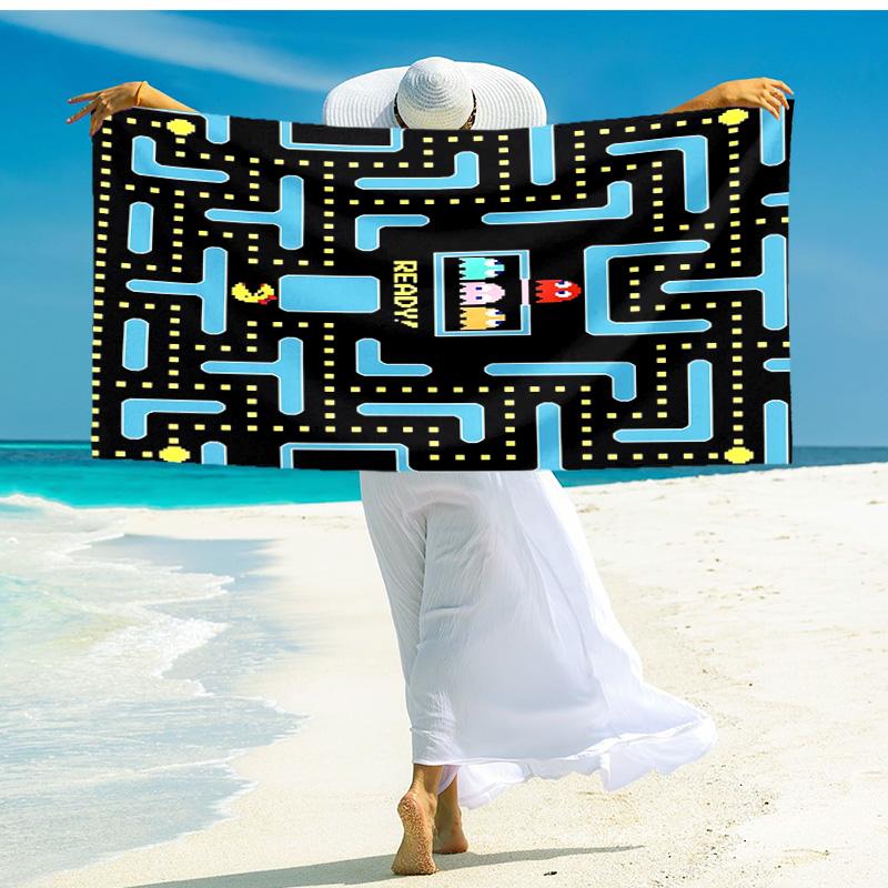 1pc Pacman Maze Adventure beach towel,quick drying absorbent beach towel,outdoor sports swimming beach towel,Soft and comfortable Y73058