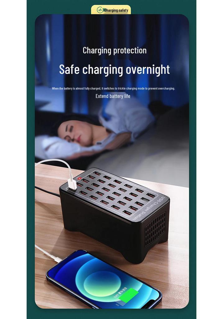 Multi-port Fast USB Charger: Smart Multi-hole Desktop Station for Charging Multiple Devices