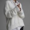 Autumn Imitation Mink Cardigan Long Sleeve Knitted Women's Tops Casual Comfort Chic Knitwear Sweater