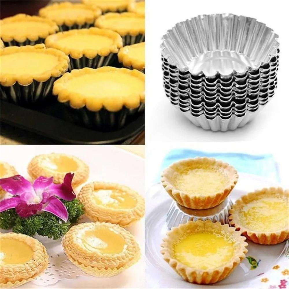 10PCS/set Reusable Cupcake Egg Tart Mold Cookie Pudding Mould Multifunctional Nonstick Cake Baking Cups Baking Mold Pastry Tools
