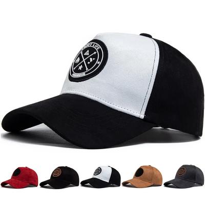2025New Round Leather Labels Trendy Suede For Men Baseball Caps Versatile Sun Hats Women's Hip-hop Visor Caps Outdoor Shade