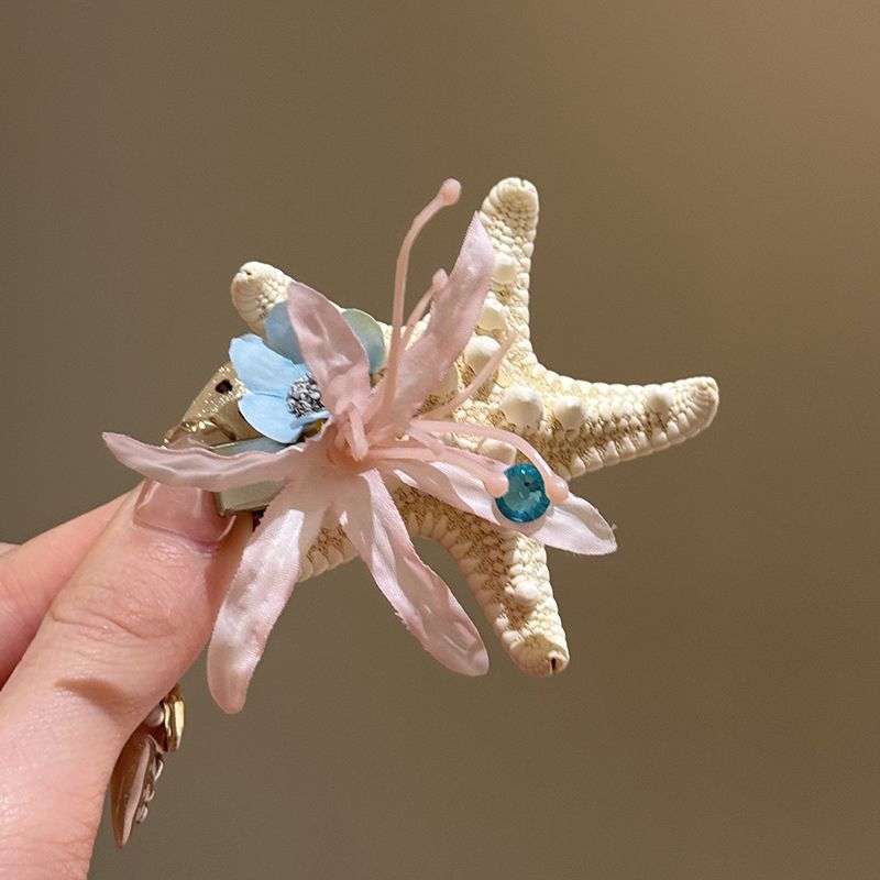 Diamond-encrusted Flower Starfish Side Hairpin Fashionable Small Fresh Duckbill Clip Niche Versatile High-end Hair Accessories Women