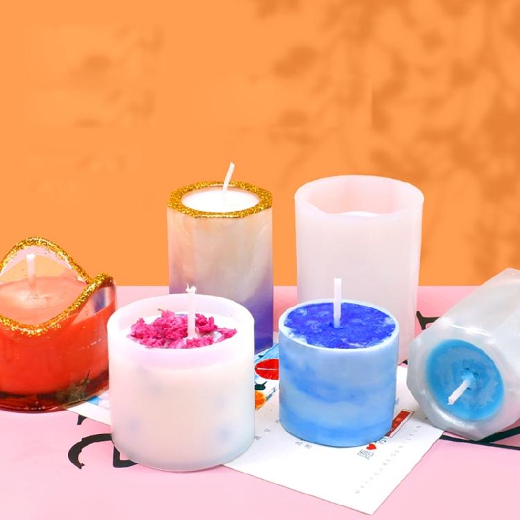 Cylinder Shape Silicones Candle Holders Molds for Making Pen Holders Tealight Candle Holders Home Decoration Art Craft