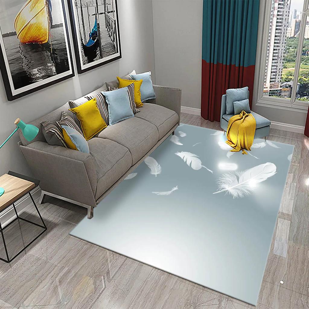 Colorful Feather Carpet for  Living Room Sofa Coffee Table Light Luxury Carpet Family Bedroom Bedside Rugs Bathroom Non-slip Rug