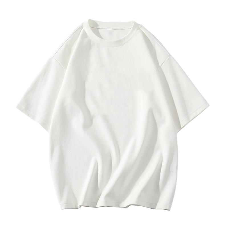 Летняя футболка большого размера для мужчин и женщин унисекс корейская 210 г хлопок короткий рукав базовая футболка свободные топы однотонные футболки в стиле хип-хоп Y2K XS 1319₽