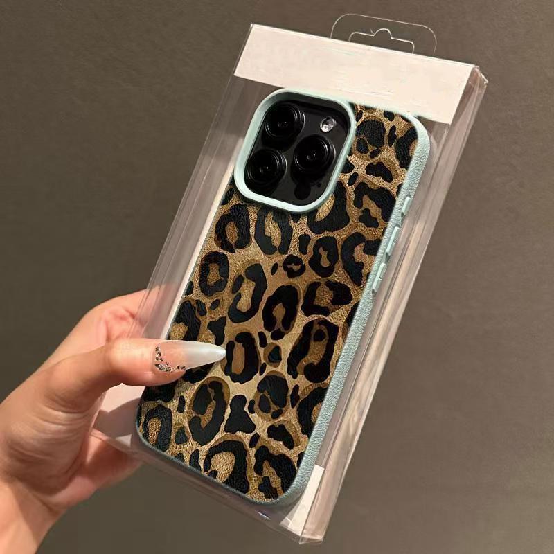

INS Brown Leopard Print Phone Case For iPhone 17 16 Pro Max 15 14 Plus 13 12 11 XR XS Max Lichee Pattern Soft Silicone TPU Cover For iPhone 12