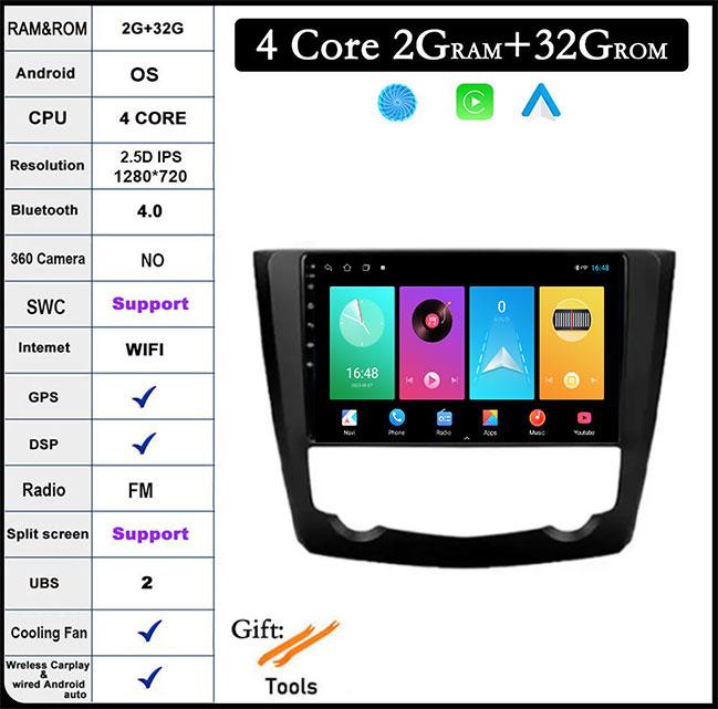 

Для Renault Kadjar 2015 2016 2017 2018 2019 Android 14 DSP Car Radio GPS Navigation Multimedia Video Player Carplay Android auto