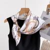 Clock Print Square Scarf Women‘s Print Scarf Luxury Imitation Silk Neckerchief Bandanas Foulard Hairbands Wraps For Travel Beach