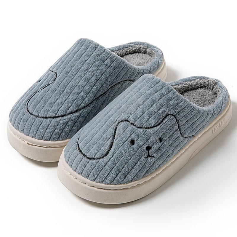 Winter thick-soled cotton slippers for women are non-slip, silent and velvet to keep warm, couples step on shit cotton slippers for me