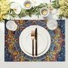 Colorful Mandala Bohemian Placemats Vintage Floral Washable Heat Resistant Boho Place Mats Indian Ethnic Ramadan Dinner Placemat