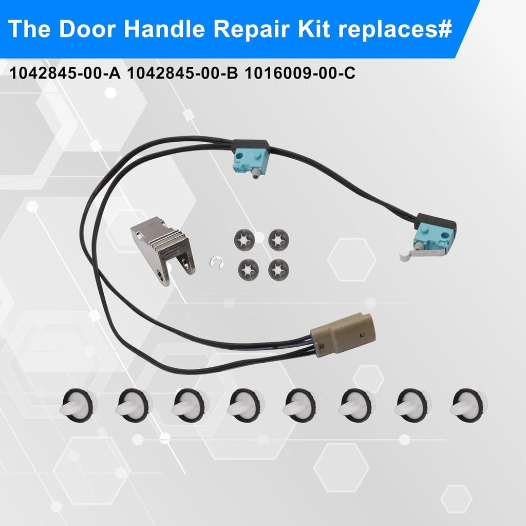 GXARTS 1016009-00 Oppgraderingssett for dørhåndtak med mikrobryterledning, håndtakspade, dørpanelklips, kompatibel med Tesla Model S 2012-2020#