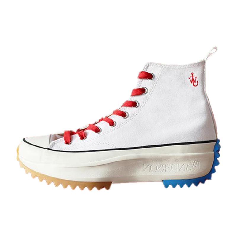 Converse Run Star Hike Comfortable and Versatile High-Top Canvas Shoes Unisex White Red Blue