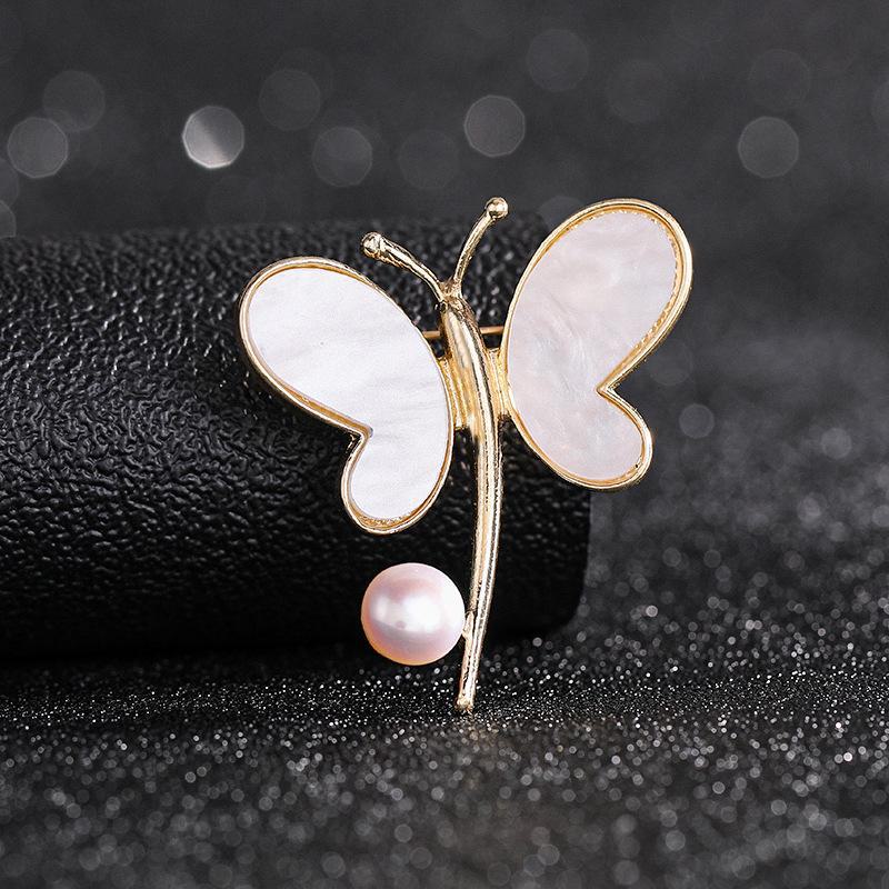 High-End Pearl & Rhinestone Butterfly Brooch for Women's Fashion Suits and Scarves