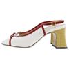 Gucci Ribbon Sandals 601553 GG White / Red Leather Women Used