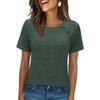Women's Fashionable Casual Patchwork Cross Button Decoration Loose Short-Sleeved T-Shirt Top