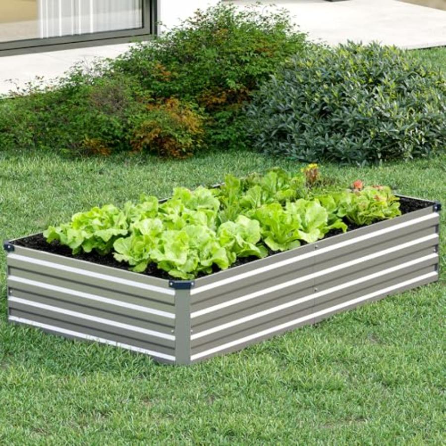 2 Pack 9x3x1FT Galvanized Raised Garden Bed Kit Outdoor Metal Planter Box for Vegetables Rectangular Steel Container Easy Assem