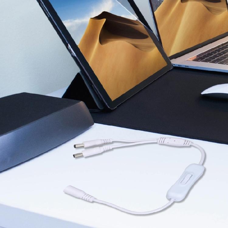 5.5x2.1mm DC5521 Y Splitter Cable with Switcher Female to 2 Male Power Extension for LED and CCTV 37CM