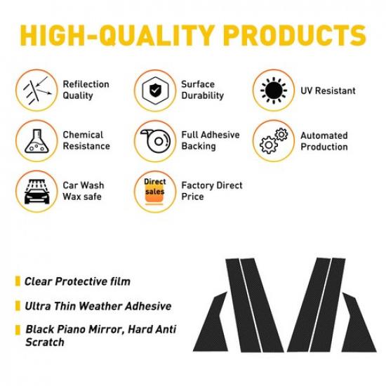 For Civic Honda 2016-Up 10Th Gen Carbon Fiber Door Window Pillar Post Cover Trim