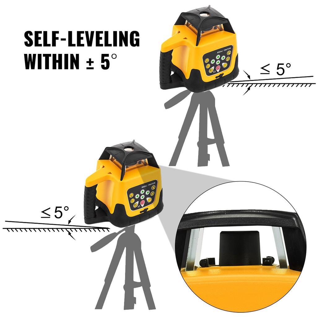 VEVOR Rotary Laser Level Green Beam 500m Range Slope Adjustable 360 degrees Spinning Accurate with Remote Control Receiver Carrying Case