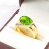 Peridot Oval Cut With 925 Sterling Silver Gold Plated Ring For Men's #B468 JL375683907022