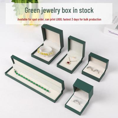 Emerald Jade Jewelry Gift Box - Dark Green Right-Angle Ornament for Rings & Necklaces