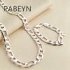 925 Sterling Silver Fashion 12mm Three To One Necklace Bracelet Set, Men's Birthday Anniversary Gift