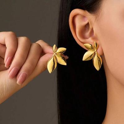 Minimalist Branches And Leaves Earrings Fashion Jewelry Stainless Steel Flower Earring Boucle D’Oreille Femmes Gifts For Her