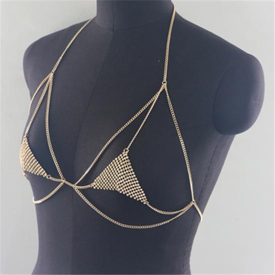 Yousheng Women Body Chain Jewelry Layered Chest Chains Rhinestone Necklace Rave Party Nightclub Body Jewelry Accessories for Women Girls