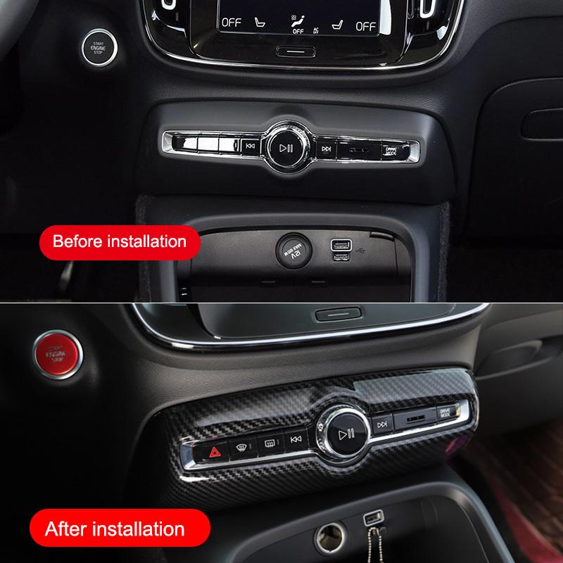 For volvo XC40 C40 EX40 2019-2025 Car Styling Interior Accessories Central Console Decoration Frame Cover Trim Silver Sticker