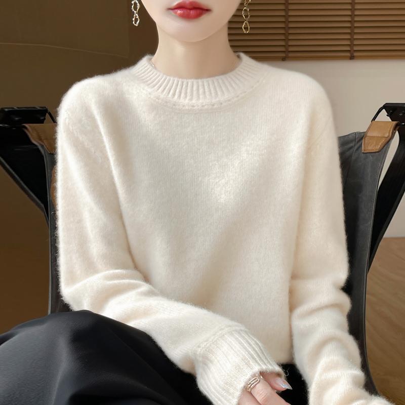 Women Sweater 100% Wool TIDENOVEL O-neck Knit Pullover Thick Winter Jumpers Female Knit Tops