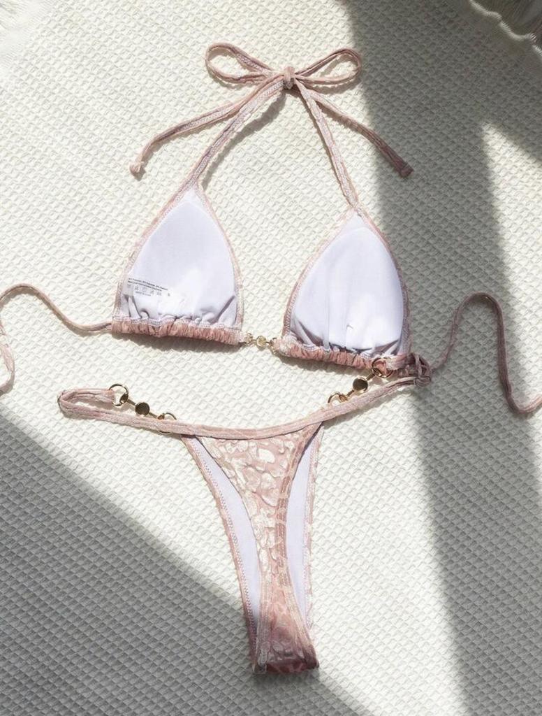 2025 Pearl Leopard Print Sexy Thong Swimsuit