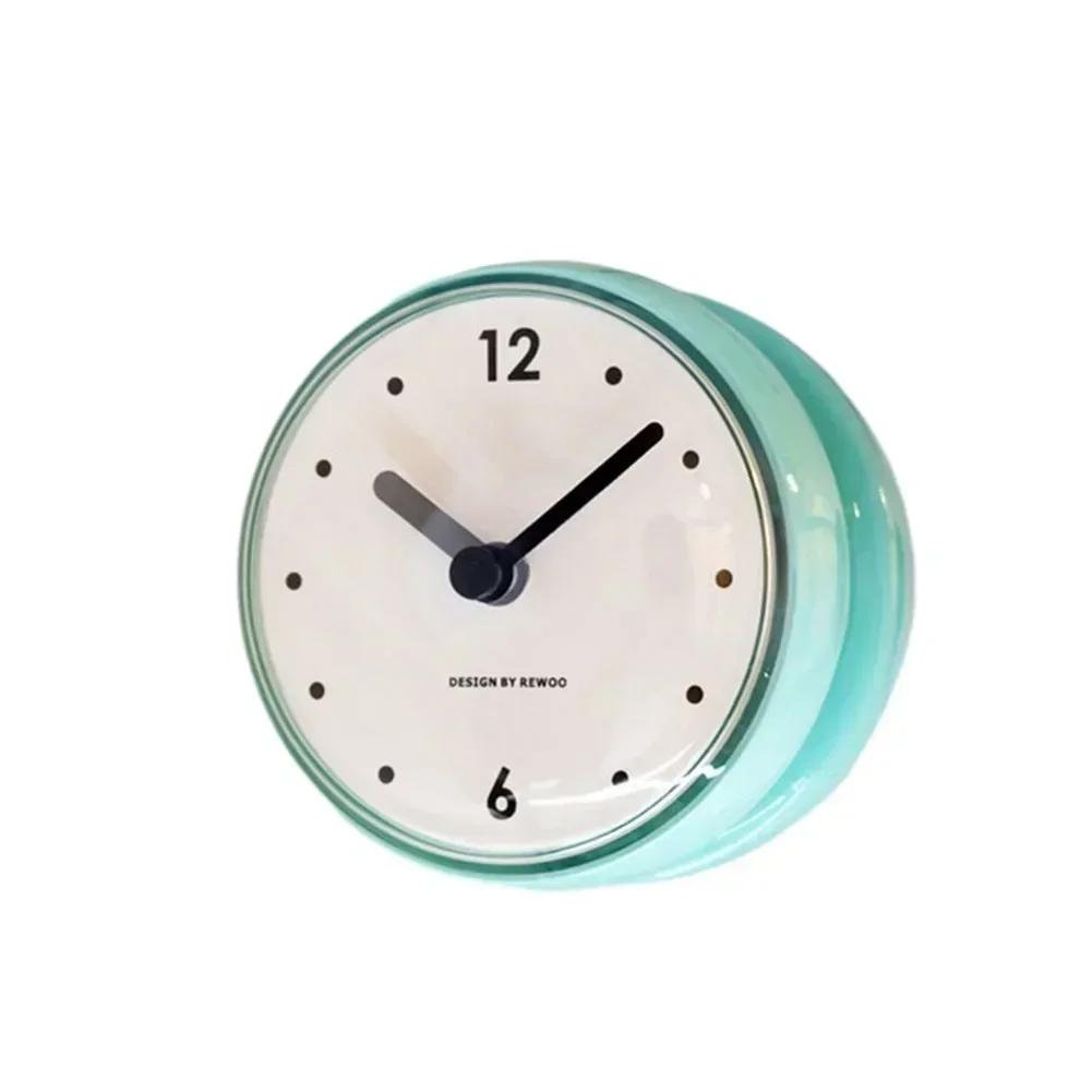 Shower Anti Fog Waterproof Mini Small Table Decoration Kitchen Living Bathroom Room Wall Clock Toilet Round Quartz Sucker 7cm