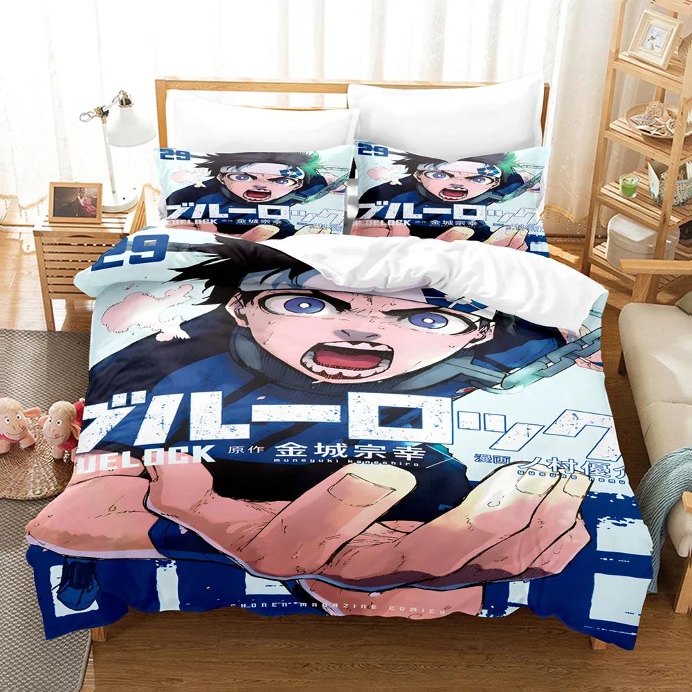 Blue Lock Bedding Set Hot Anime Duvet Cover Set with Pillowcases King Queen Twin Double Size Comforter Cover Set For Home Decor