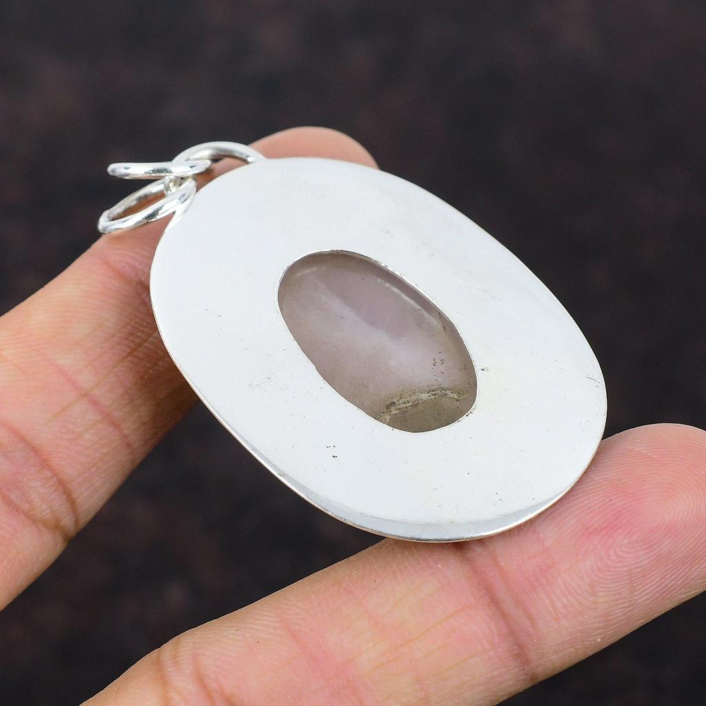 Rosenquarz-Anhänger, natürlicher Edelstein-Anhänger, 925er-Sterlingsilber-Anhänger, wunderschöner handgefertigter Anhänger, stilvoller Schmuck, neuestes Design-Anhänger