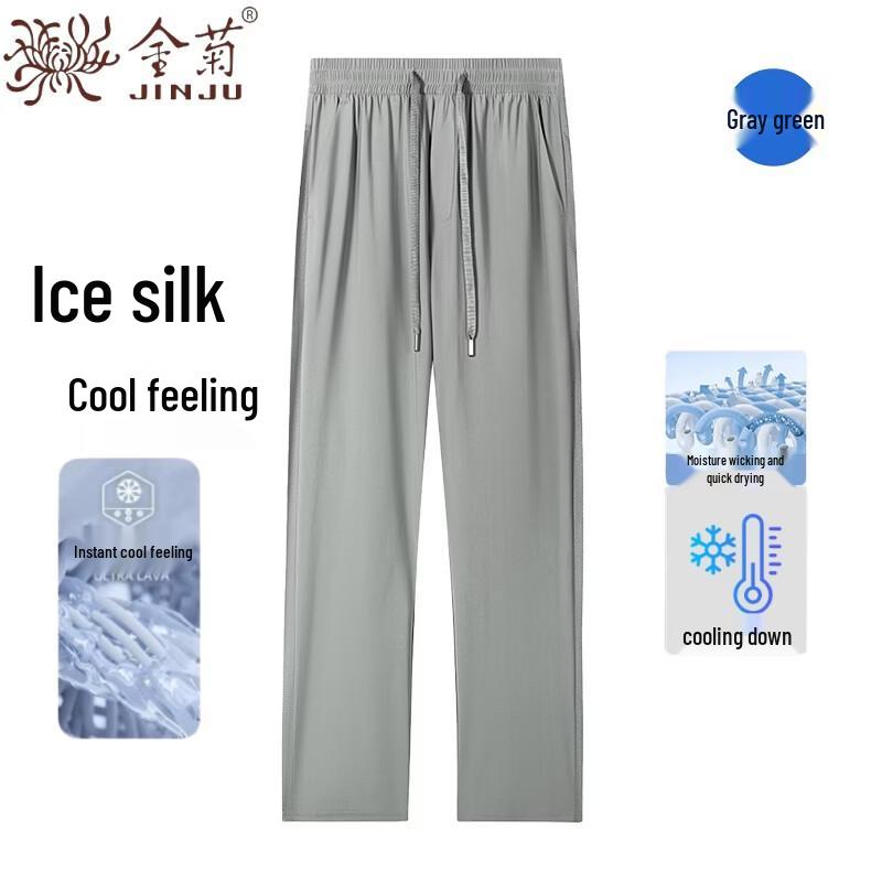

Men s Ice Silk Straight-Leg Casual Pants M
