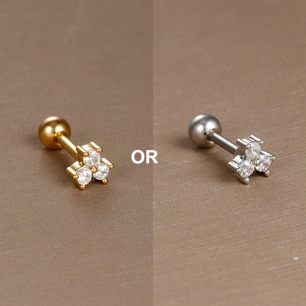 1PC 316L Stainless Steel Mini Zircon Cartilage Piercing Stud Earring For Women Girl Helix Tragus Body Zircon Statement
