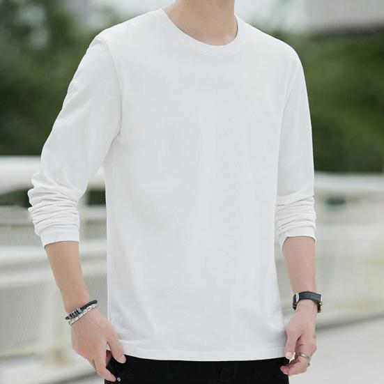 Herren Oberteile Rundhals Langarm Herbst Oberteile Einfarbig Dünne Unterteile Regulärer Stil Lässige Pullover