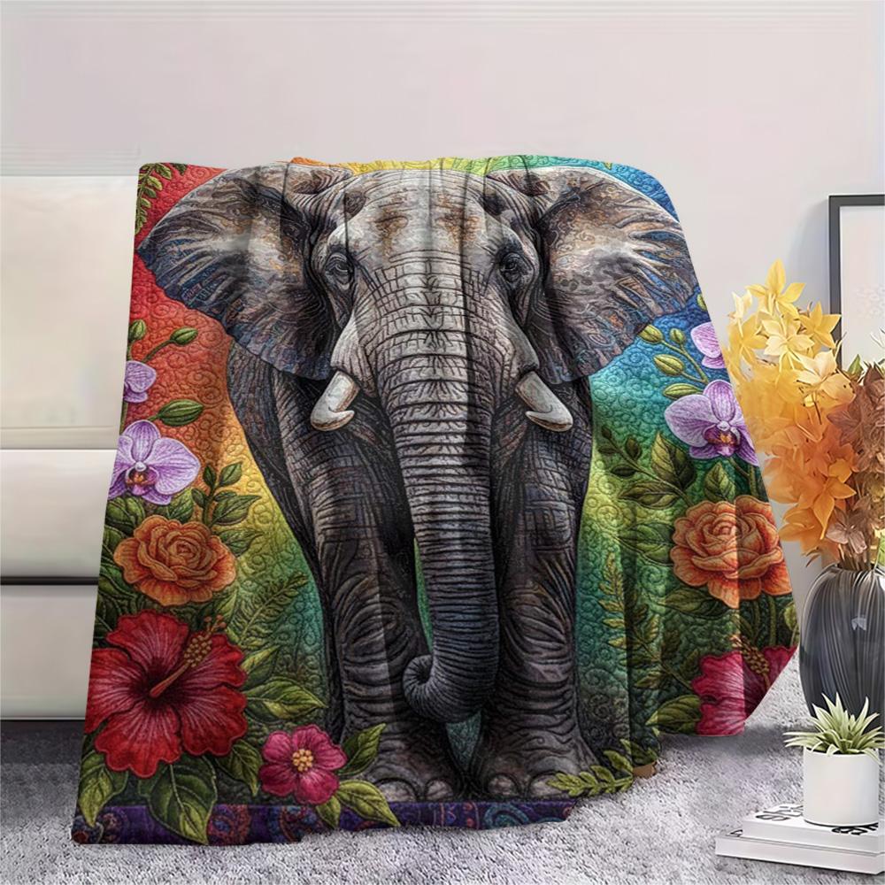 1PC Patchwork art Print FlAannel Blanket, High quality Comfortable for All Seasons, Home Decor, Warmth and Comfort