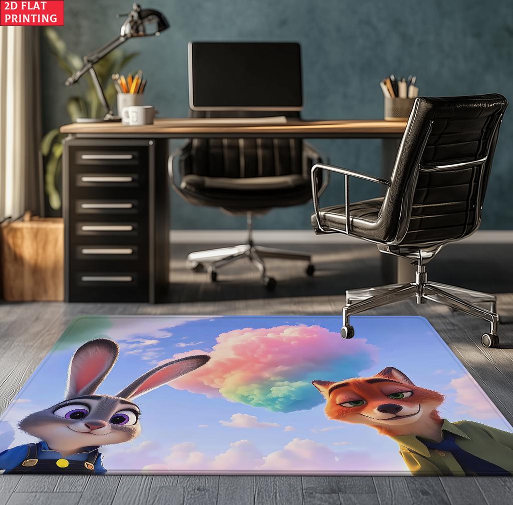 Cartoon Fox and Rabbit Large Room Carpet Non Slip Cartoon Kids Bedroom Living Room Floor Mat Home Decor Children's Play Carpet