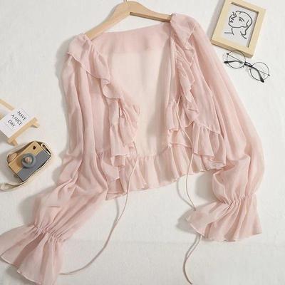 Abbigliamento Protettivo dal Sole per Donne in Estate, Cardigan Leggero e Traspirante, Camicia in Chiffon con Gonna a Canotta, Piccolo Coprispalle per Donne