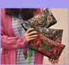 Ethnic Embroidered Long Wallet With Tassel Polyester Fabric Retro Style