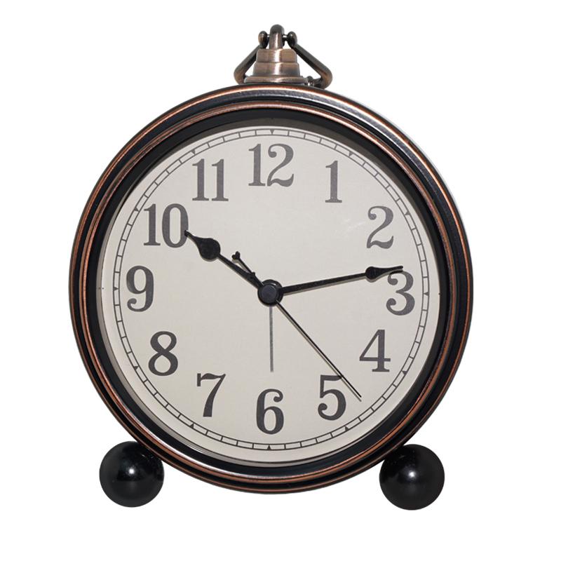 European Vintage Iron Art Alarm Clock American Creative Electronic Clock Household Simple Nightlight Student Personalized Silent