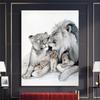 Modern Animal Loving Lion Family Canvas Painting Posters  Prints Wall Art Pictures for Living Room Home Wall Decoration Cuadros