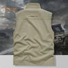Pánská vesta stojáček límec bez rukávů vesta se zapínáním na zip kabát s velkými kapsami jednobarevná outdoorová rybářská vesta