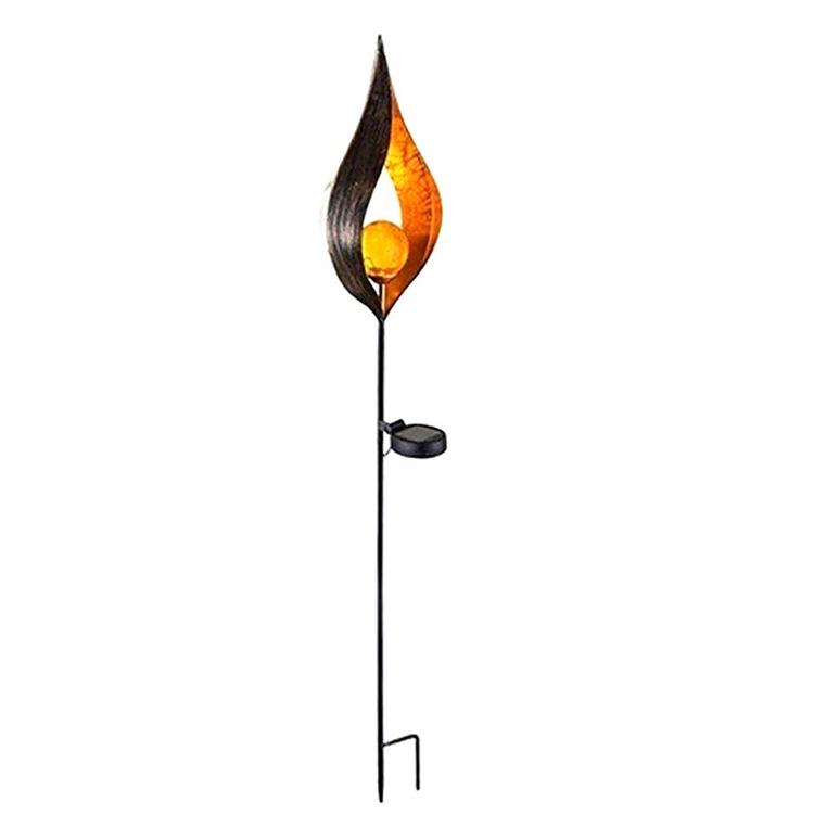 LED Solar Charging Lawn Light with Flame Effect for Garden Patio Deck Decor
