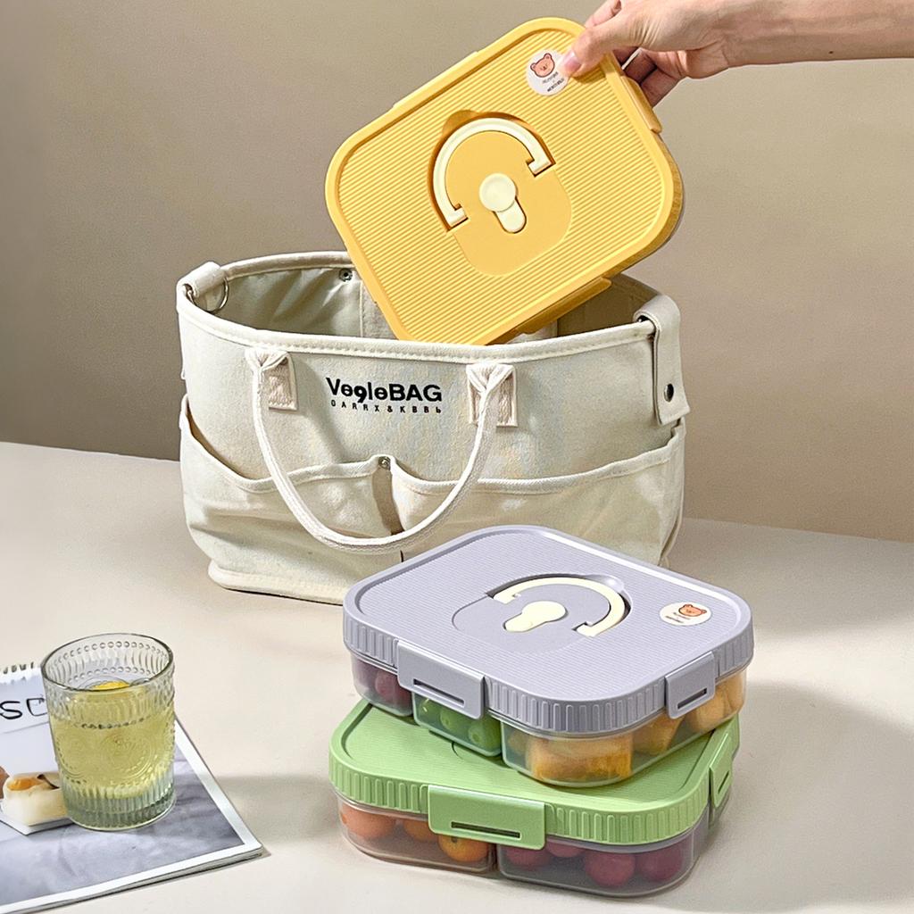 Large Capacity Plastic Bento Box With Compartment Microwave Heatable Divided Lunch Box For Kids Students Leak-proof Food Box