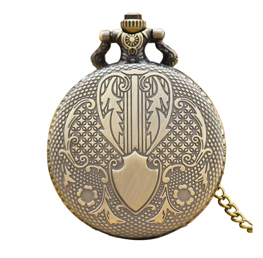 

Vintage Bronze Clamshell Classic Shield Carved Quartz Pocket Watch Fashion Necklace For Male And Female Students бронзовый